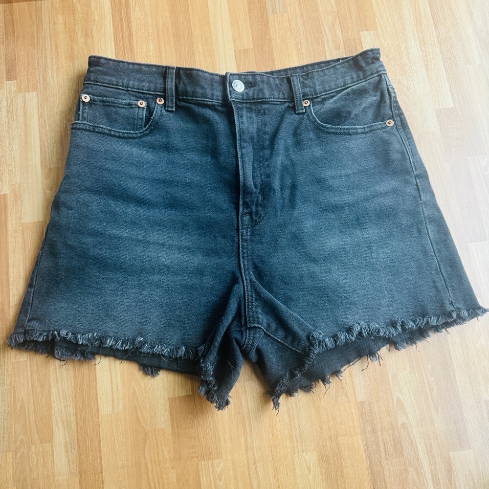 American Eagle, black denim shorts size 10 high waist